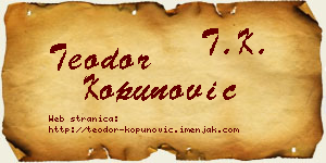 Teodor Kopunović vizit kartica